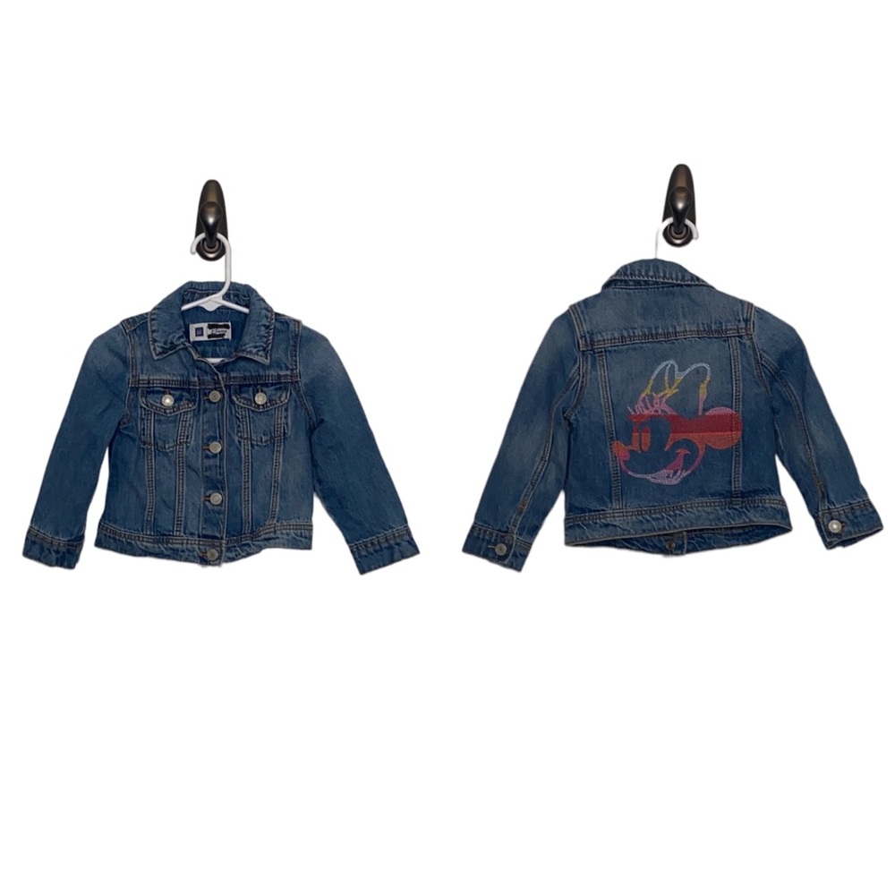 Baby Gap x Disney Baby Girls' Denim Minnie Embroidered Button Snap Jacket sz 2T